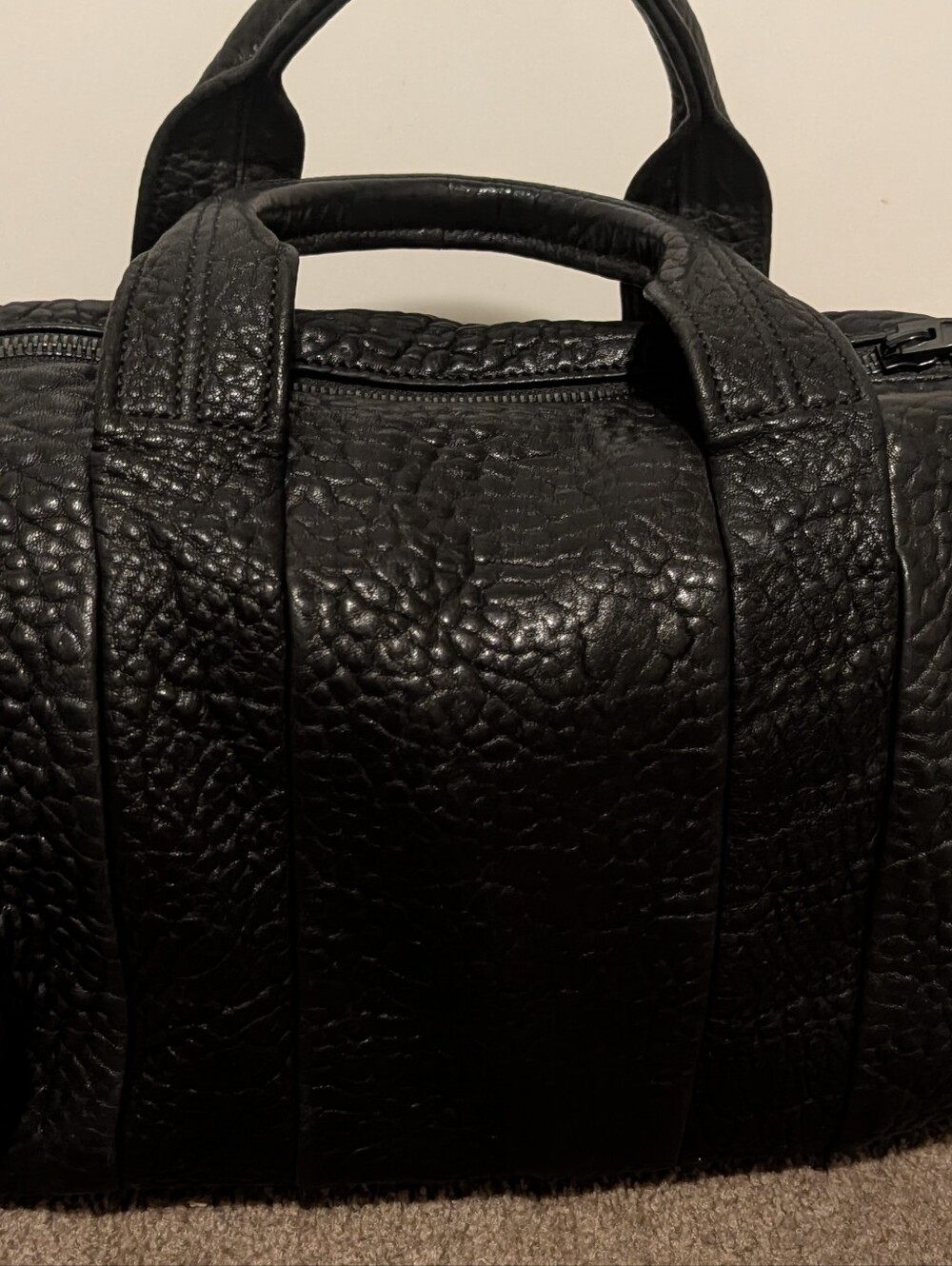 Alexander Wang Black Men's Textured Leather Carry Bag